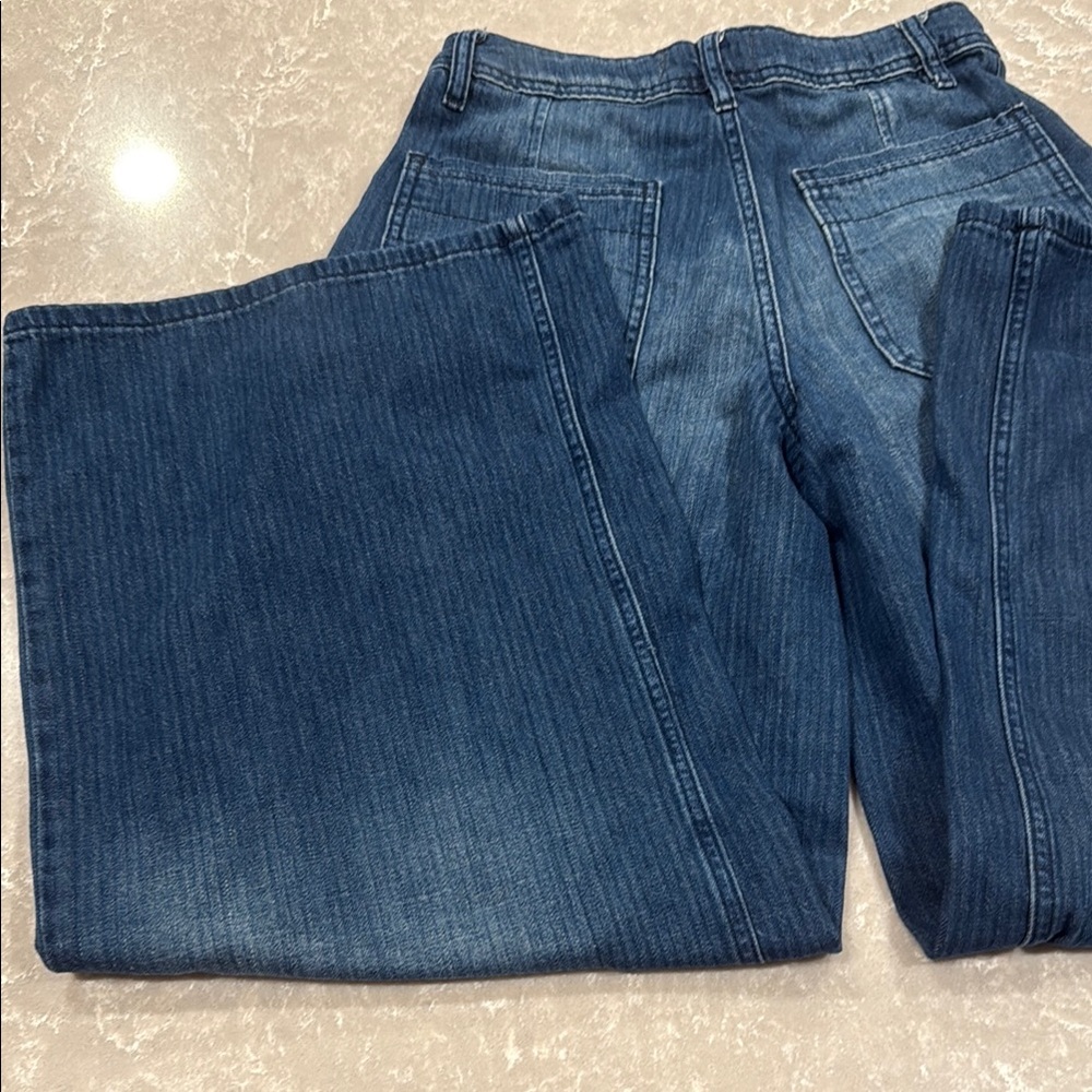 Free People Charlie Wide Leg Pleated Blue Jeans LIKE NEW We the Free - Picture 6 of 16